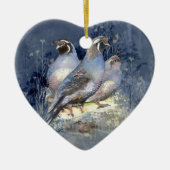 Waterverf California Quail Bird in Blue Keramisch Ornament (Voorkant)