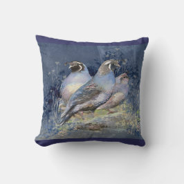Waterverf California Quail Bird in Blues Kussen