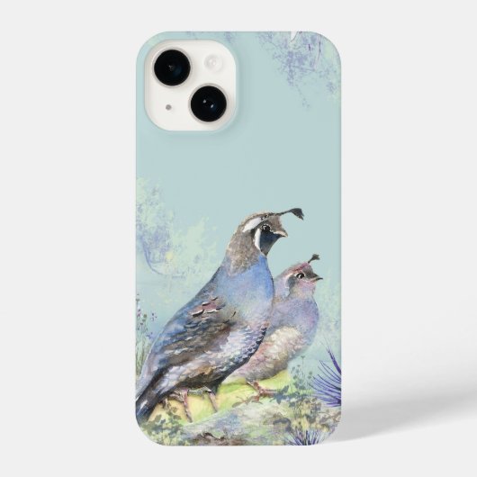 Waterverf California Quail Bird Natuur Art iPhone Hoesje (Achterkant)