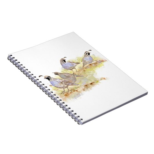 Waterverf California Quail Bird Natuur Art Notitieboek (Rechterzijde)