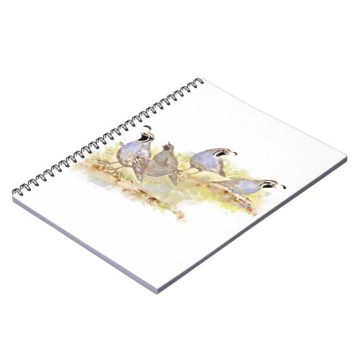 Waterverf California Quail Bird Natuur Art Notitieboek (Linkerzijde)