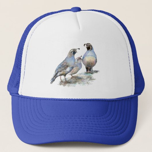 Waterverf California Quail Bird Wildlife Natuur Trucker Pet (Voorkant)