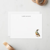 Waterverf California Quail gepersonaliseerde flat Notitiekaartje (Voorkant / Achterkant in situ)