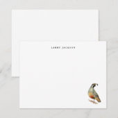 Waterverf California Quail gepersonaliseerde flat Notitiekaartje (Voorkant / Achterkant)