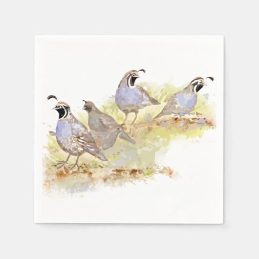 Waterverf California Quail State Bird Natuur art Servetten (Voorkant)