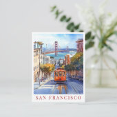 Waterverf California San Francisco Golden Gate Feestdagenkaart (Staand voorkant)