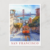 Waterverf California San Francisco Golden Gate Feestdagenkaart (Voorkant)