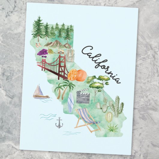 Waterverf California State Art Kaart