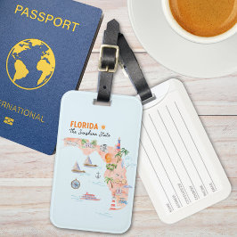 Waterverf California State Art Kaart Bagagelabel