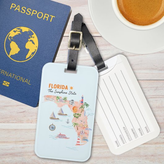 Waterverf California State Art Kaart Bagagelabel