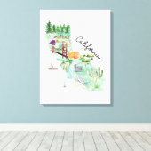 Waterverf California State Art Kaart Canvas Afdruk (Insitu (Houten vloer))