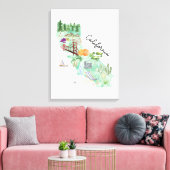 Waterverf California State Art Kaart Canvas Afdruk (Insitu (Woonkamer))