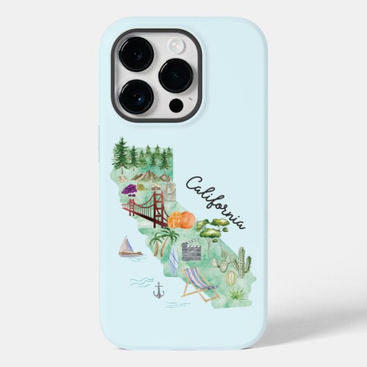Waterverf California State Art Kaart Case-Mate iPhone Case (Achterkant)