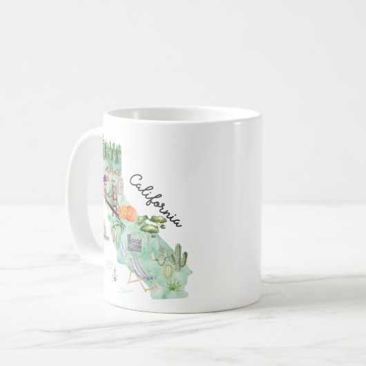 Waterverf California State Art Kaart Koffiemok (Voorkant links)