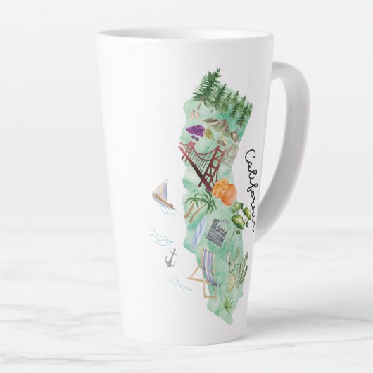 Waterverf California State Art Kaart Latte Mok (Rechterhoek)