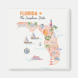 Waterverf California State Art Kaart Magneet