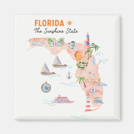 Waterverf California State Art Kaart Magneet (Voorkant)