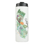 Waterverf California State Art Kaart Thermosbeker (Voorkant)