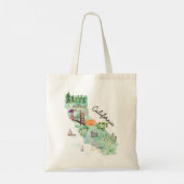 Waterverf California State Art Kaart Tote Bag (Achterkant)