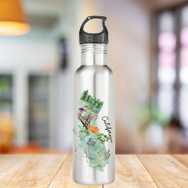 Waterverf California State Art Kaart Waterfles