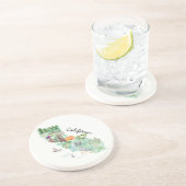 Waterverf California State Art Kaart Zandsteen Onderzetter (Zijkant)