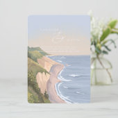 Waterverf Californië Kust Bruiloft Kaart (Staand voorkant)