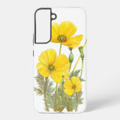Waterverf Californië Poppy Yellow Flower Samsung Galaxy Hoesje (Achterkant)