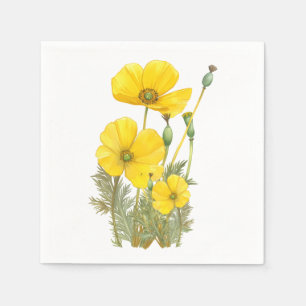 Waterverf Californië Poppy Yellow Flower Servet