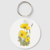 Waterverf Californië Poppy Yellow Flower Sleutelhanger (Achterkant)