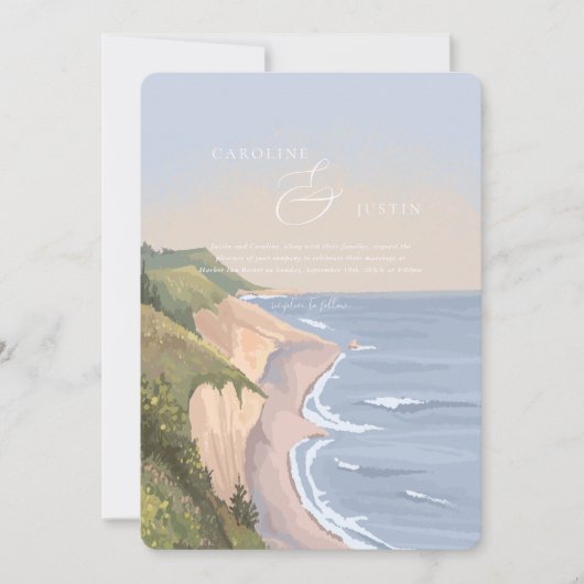 Waterverf Californische kust bruiloft Kaart (Voorkant)