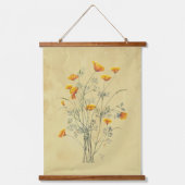 Waterverf Californische papaverbloem Hangend Wandkleed (Voorkant)