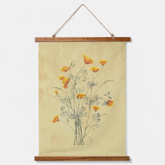 Waterverf Californische papaverbloem Hangend Wandkleed (Voorkant)