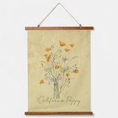 Waterverf Californische papaverbloem Kunstwerk han Hangend Wandkleed (Voorkant)