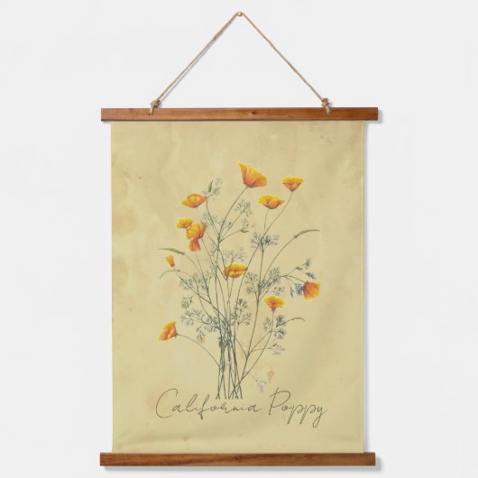 Waterverf Californische papaverbloem Kunstwerk han Hangend Wandkleed (Voorkant)