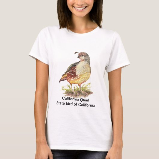 Waterverf Californische Quail State-vogel T-shirt (Voorkant)
