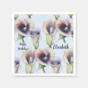 Waterverf Calla Lelies in Verlopende Kleuren Servet