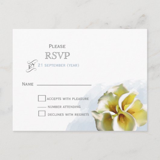 waterverf calla lilies Bloemige bruiloft RSVP Uitnodiging Briefkaart (Voorkant)