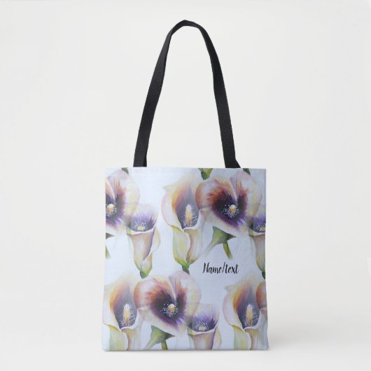 Waterverf Calla Lilies in de tekst van de Kleuren  Tote Bag (Voorkant)