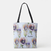 Waterverf Calla Lilies in de tekst van de Kleuren  Tote Bag (Achterkant)