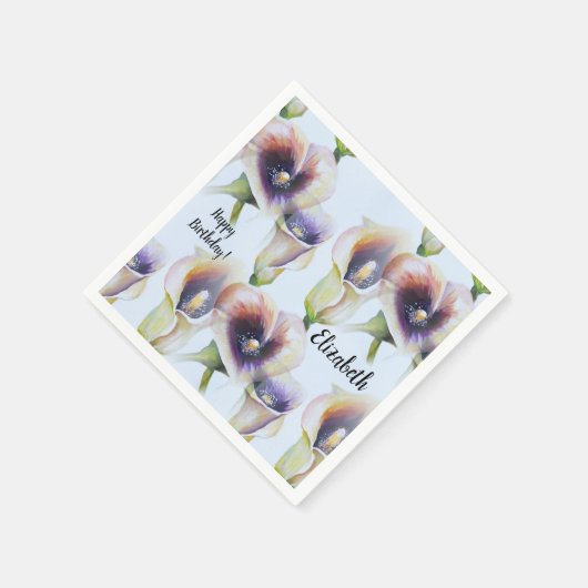 Waterverf Calla Lilies in verloopkleuren Servet (Hoek)