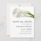 Waterverf Calla Lilies sparen de Datum met Foto Save The Date (Voorkant)