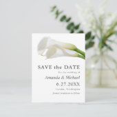Waterverf Calla Lilies sparen de Datum met Foto Save The Date (Staand voorkant)