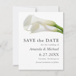 Waterverf Calla Lilies sparen de Datum met Foto Save The Date