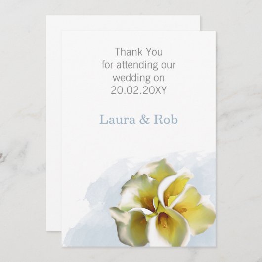 waterverf calla lilies Weddenschap Bedankkaart (Voorkant / Achterkant)