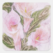 Waterverf Calla Lillies Vierkante Sticker (Voorkant)