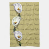 Waterverf Calla Lily - aangepast tekstpatroon Theedoek (Verticaal)