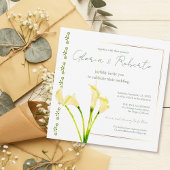 Waterverf Calla Lily met gouden Lijst bruiloft Kaart