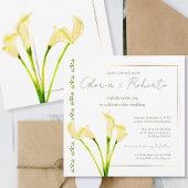 Waterverf Calla Lily met gouden Lijst bruiloft Kaart