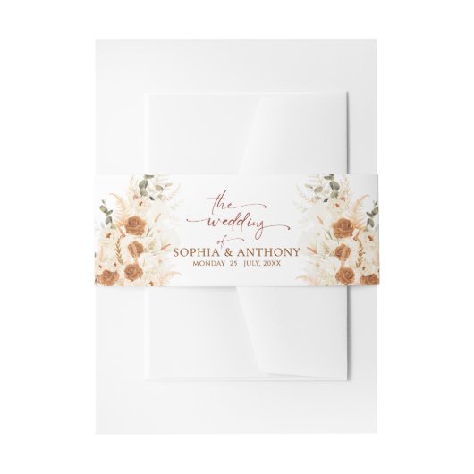 Waterverf Calla Lily & Roos bruiloft Uitnodigingen Wikkel (Voorkant Voorbeeld)