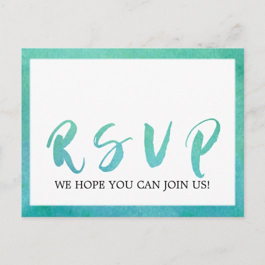 Waterverf Calligrafie Beach Song Request RSVP Uitnodiging Briefkaart (Voorkant)